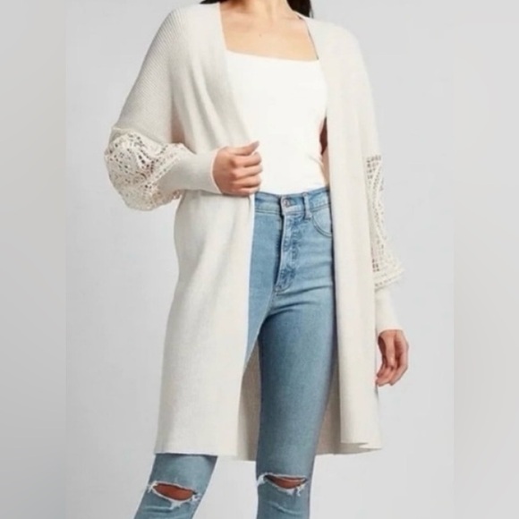 NWT Express Crochet Balloon Sleeve Duster Cardigan - Picture 7 of 9